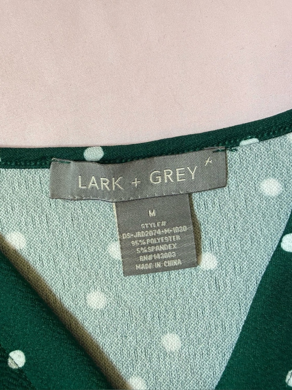 Lark + Grey Green Polka Dot Wrap Midi Dress - Picture 2 of 6